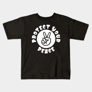 Protect Your Peace Mindfulness Mental Health Peace Sign Kids T-Shirt